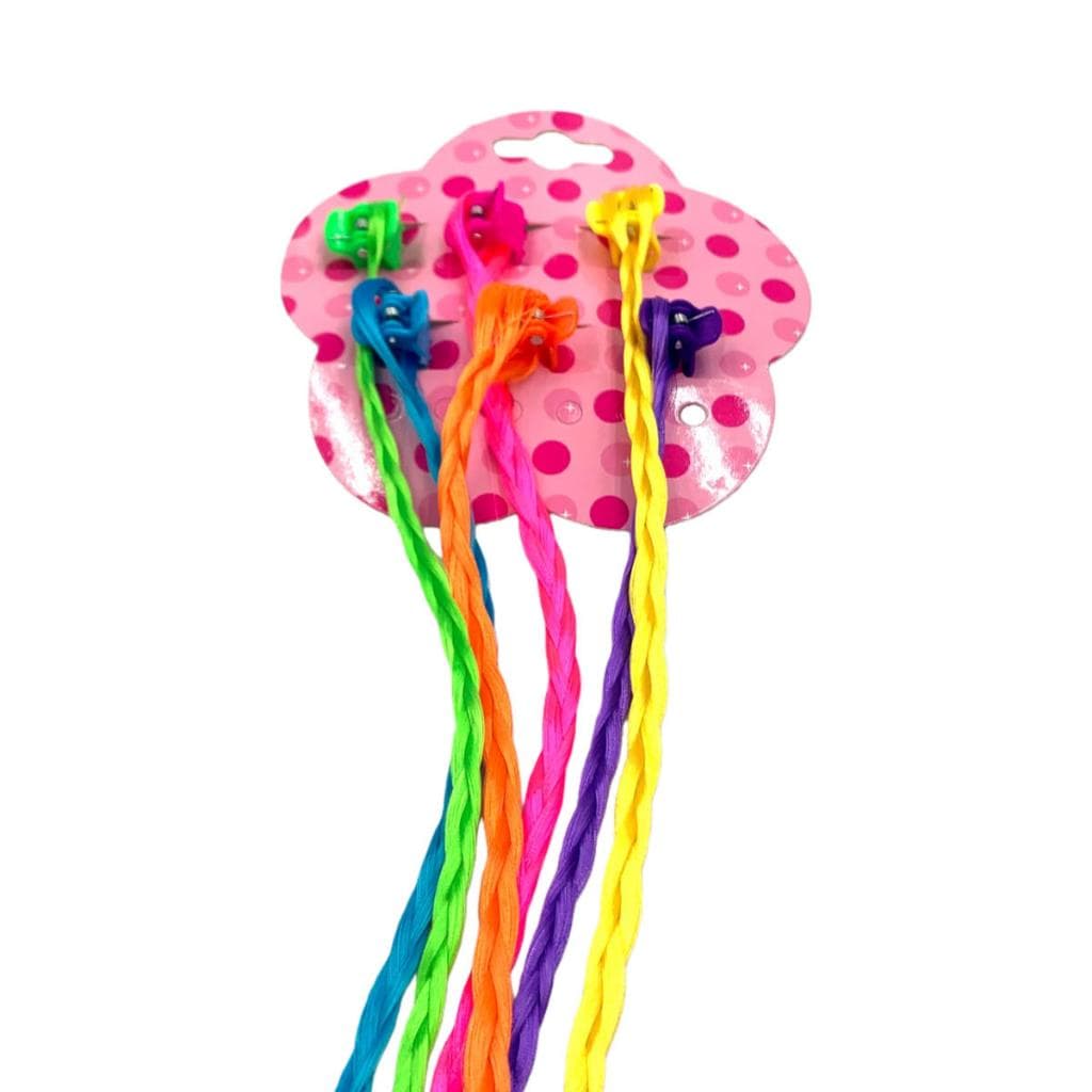 Mecha de Cabelo Colorida Infantil Aplique de Cabelo Colorido Presilha Extensão com Borboleta Festa Carnaval Kit 72