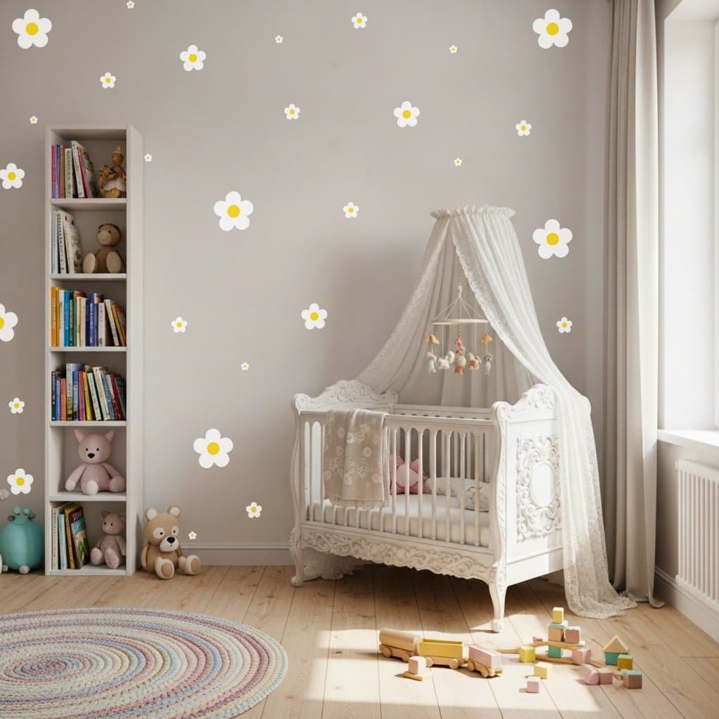 Adesivos de Flores Delicadas para Quarto Infantil – Em Vinil