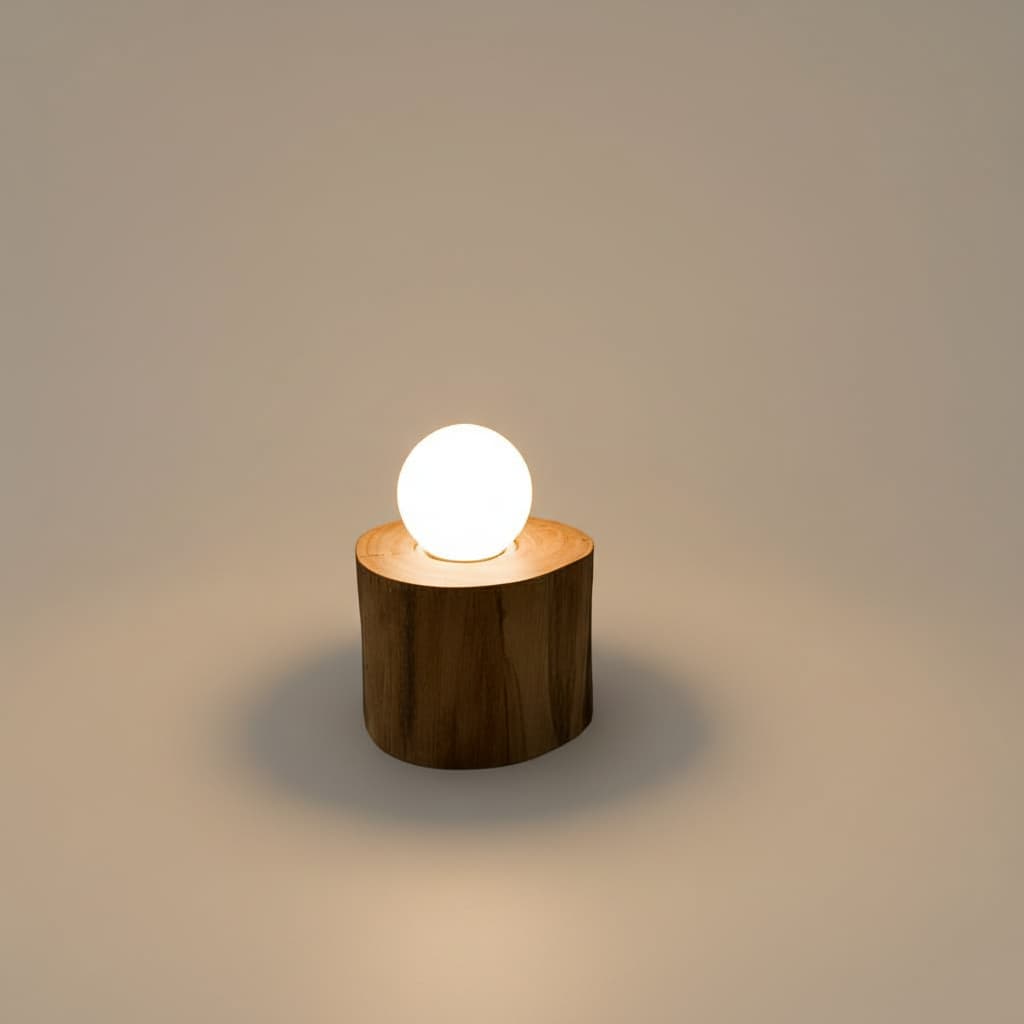 Luminária de Mesa Estilo Retrô com Base de Madeira
