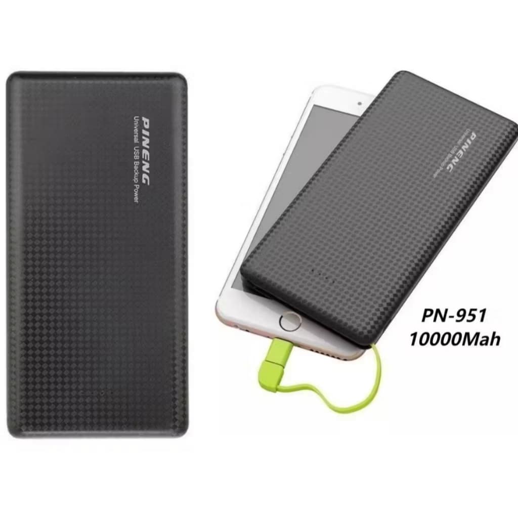 Power Bank Pineng Carregador Portátil 10.000mAh Slin Ultra Fino Com Adaptador Iphone