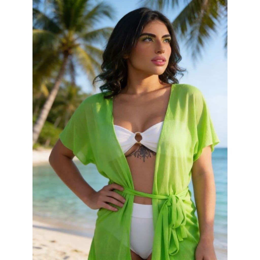 Saída De Praia Kimono Pareô Moda Praia E Piscina Verão
