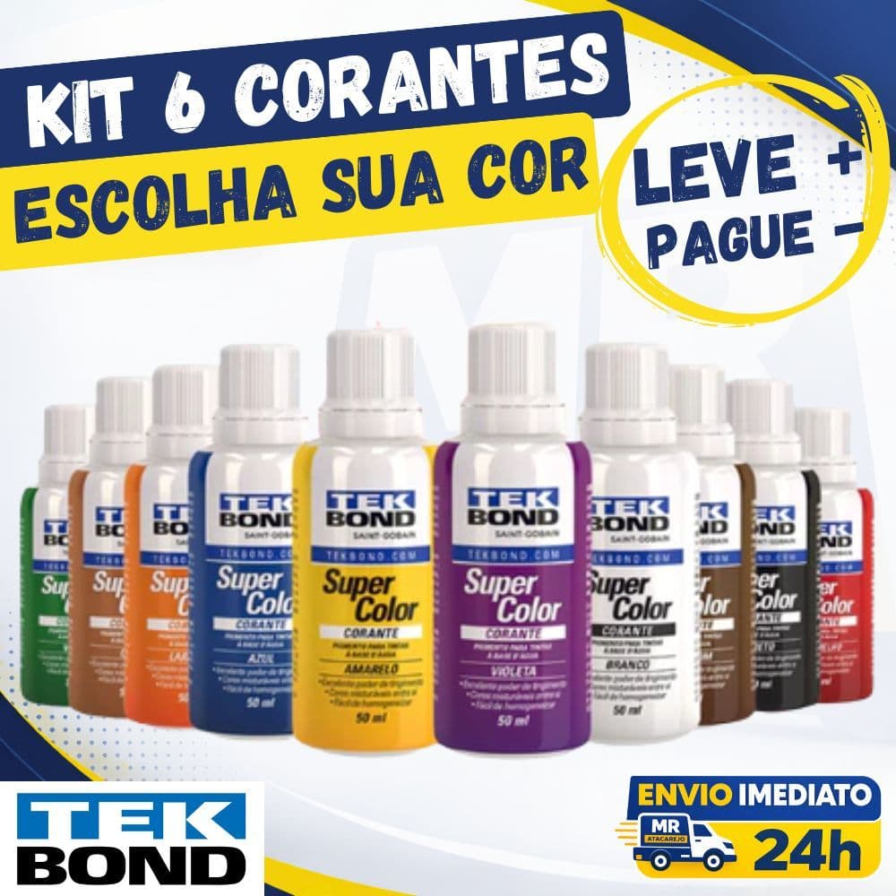 Kit 6 Corante para Tinta de Parede Xadrez para Tinta Pigmento para Tinta de Parede Profissional