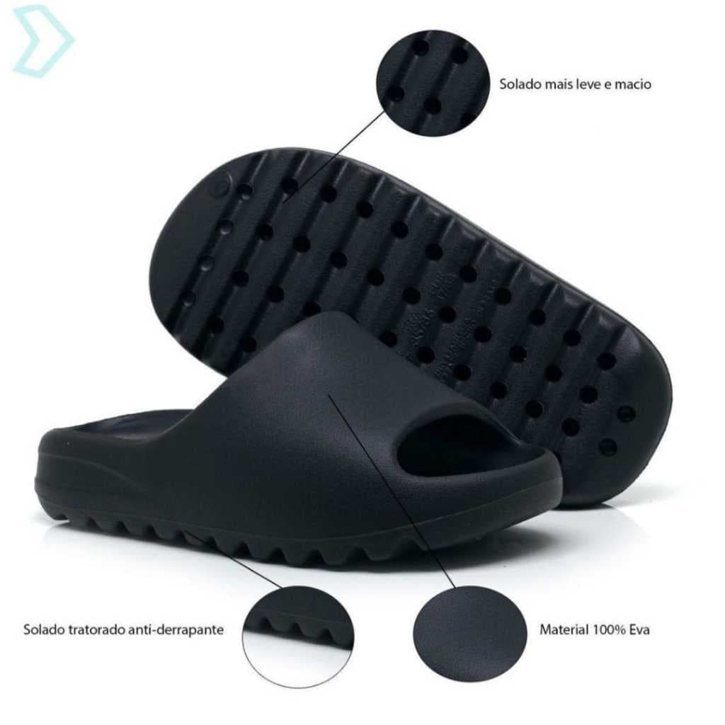 Chinelo Nuvem Slide Yvate Preto Lançamento Anatômico Confortável Tendência Masculino Feminino Oferta