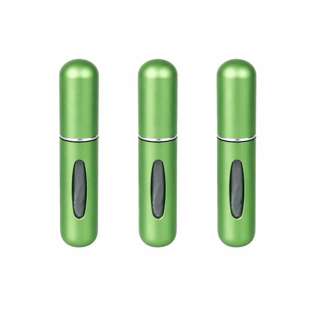 Kit 3 Porta Perfume Recarregável Verde Atomizador Frasco Portátil 5ml