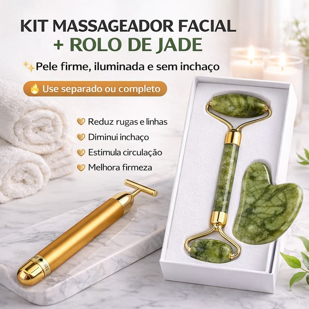 Massageador facial Elétrico Skincare +Pedra de jade Facial Afina Rosto COMPRE O KIT OU A UNIDADE