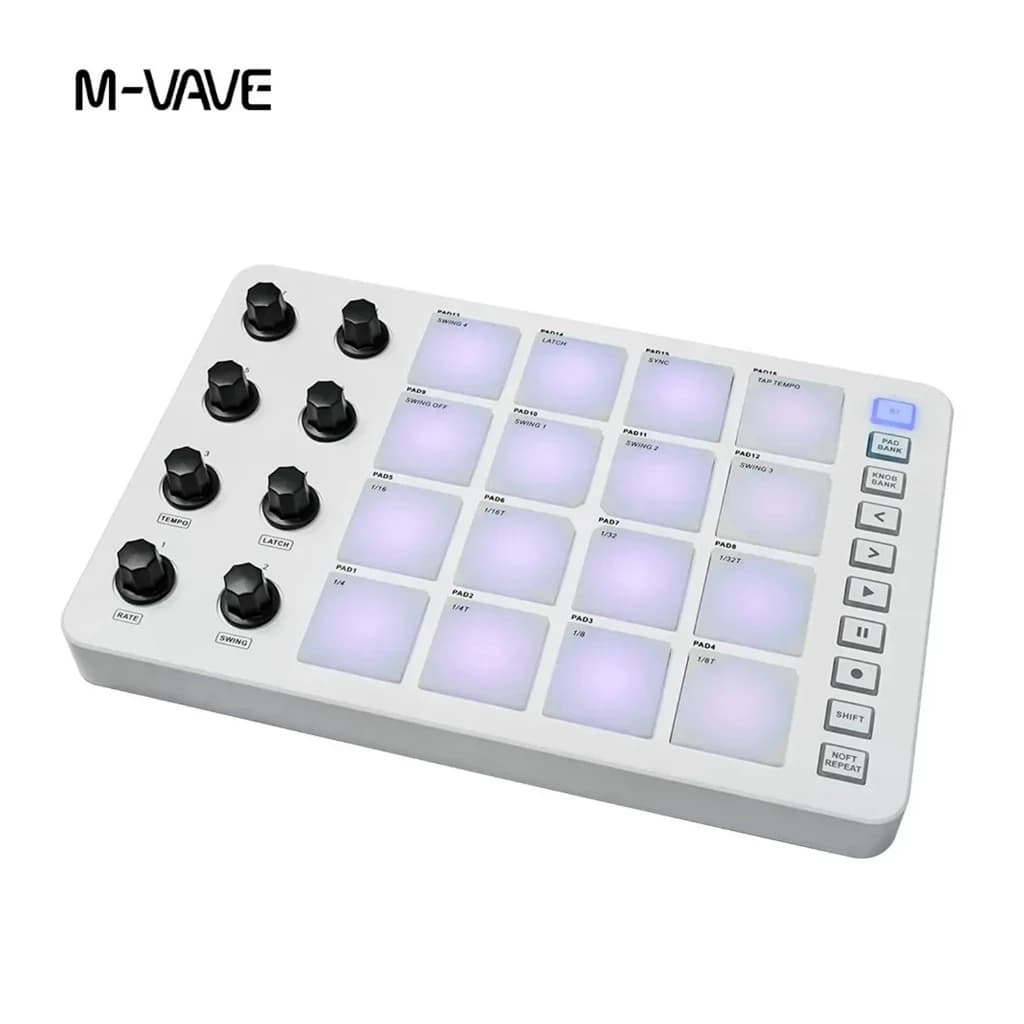 M-VAVE SMC-PAD Launch Pad Interface USB-C Design portátil Controlador MIDI sem fio Teclado de percussão adequado