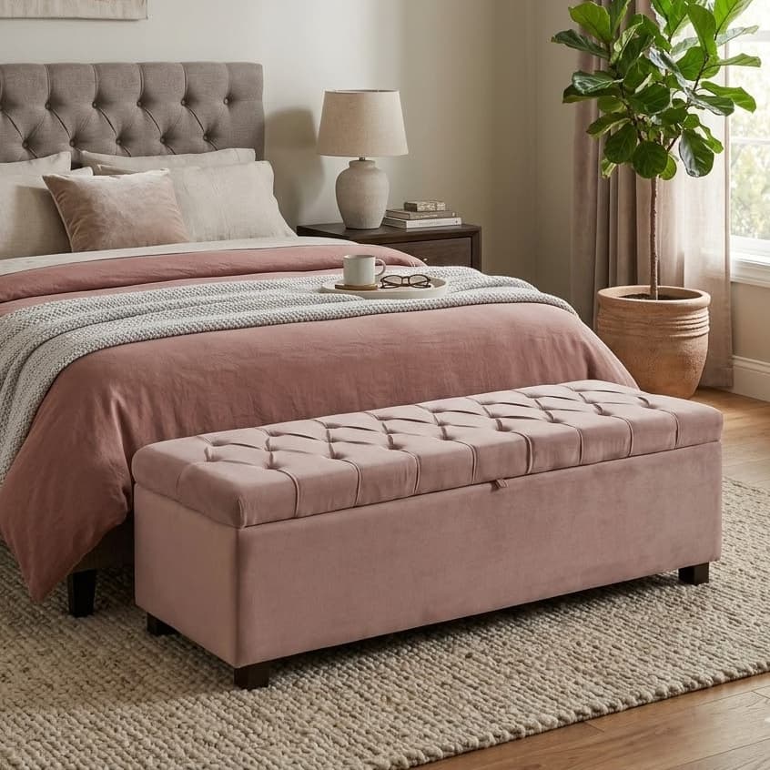 Recamier Calçadeira Com Baú 1.20 - Espaço Extra e Conforto Para Seu Quarto/ Closet