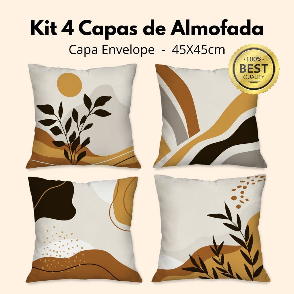 Kit com 4 Capas para Almofada Decorativas 45c45 cm Home - Sofá