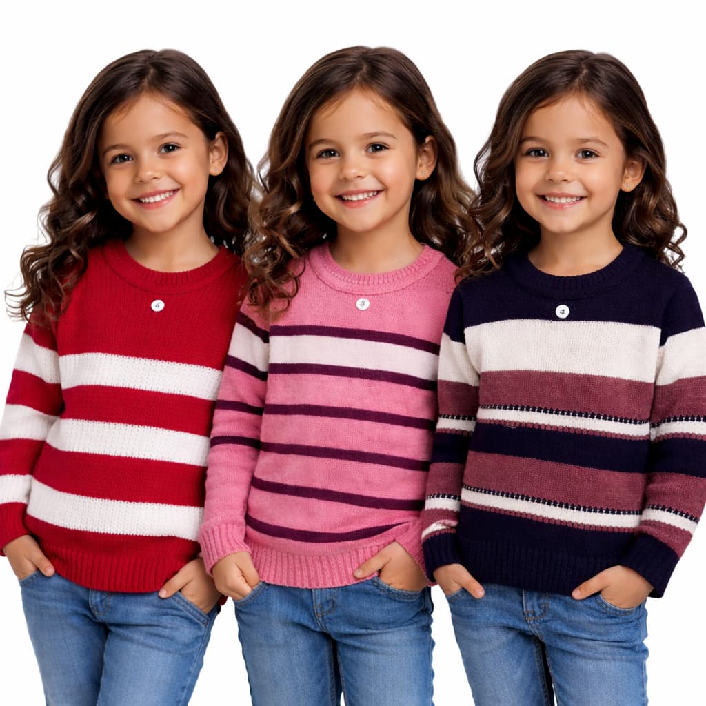 Kit 3 Blusas Infantil Feminina Para o Inverno Tricot Quentinho Varios Tamanhos Promoção Envios Full