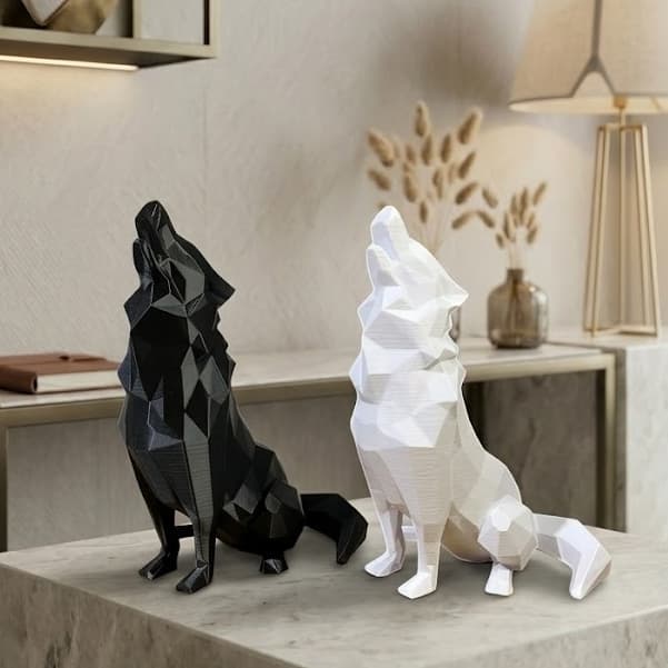 Escultura de Lobo Minimalista Objeto de Decoração
