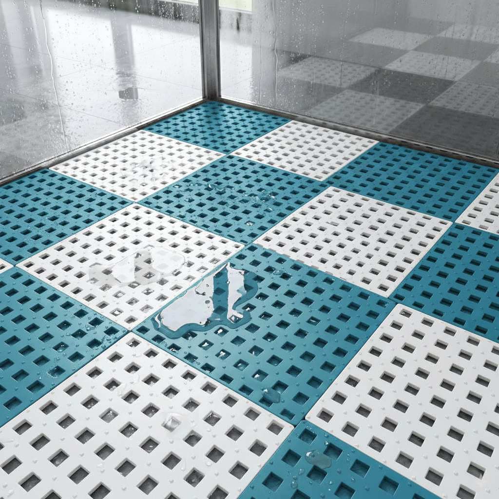 Kit 10 Tapete Estrado Piso Antiderrapante 30x30cm Box Banheiro Piscina Emborrachado Modular Vestiário Sauna Flexível