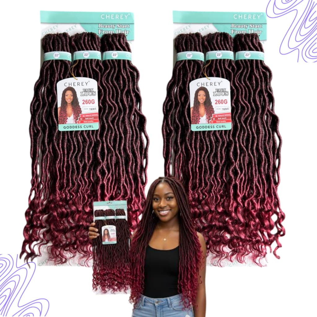 Kit 2 Goddess curl Cherey Cor T1B/BUG  Dreads com Cachos nas pontas