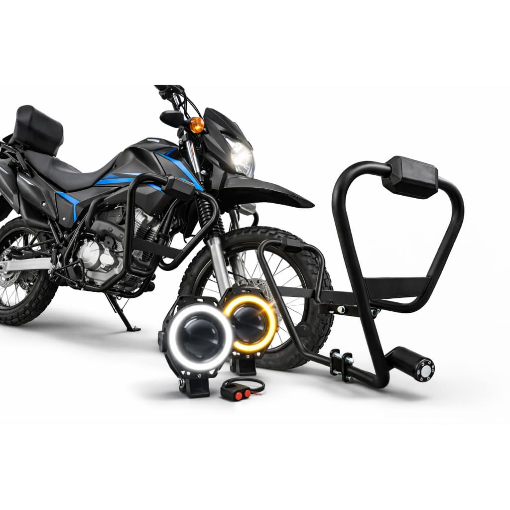 Kit Completo Reforçado Protetor Carenagem Bros 160 2025 2026 + Afastador Alforge + Farol LED