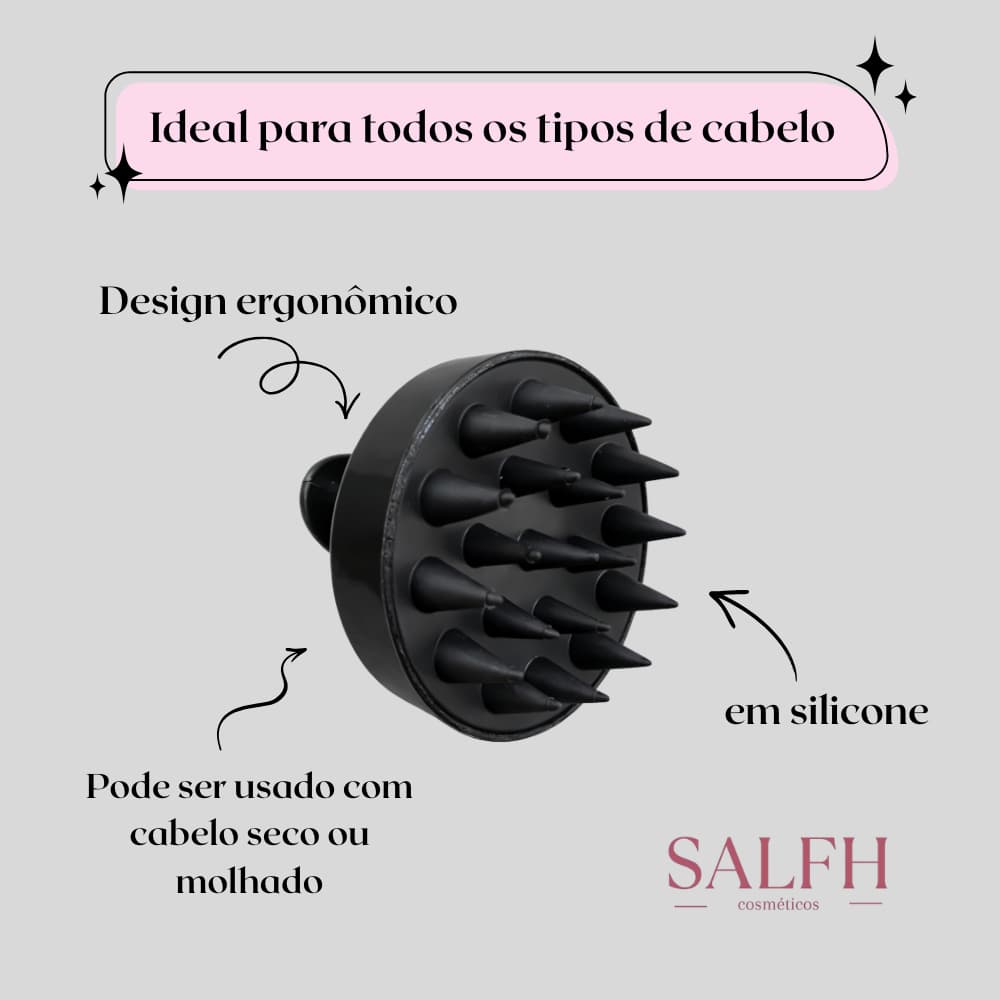 Escova Massageadora Capilar Silicone Antiqueda Escova de Lavar Cabelo Couro Cabeludo Massageador