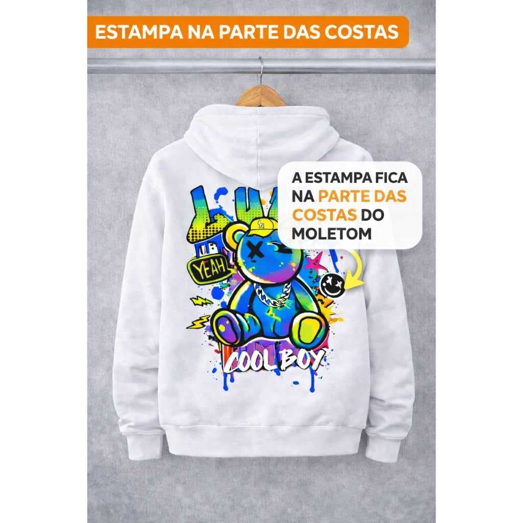 Moletom infantil juvenil masculino feminino blusa de frio urso algodão