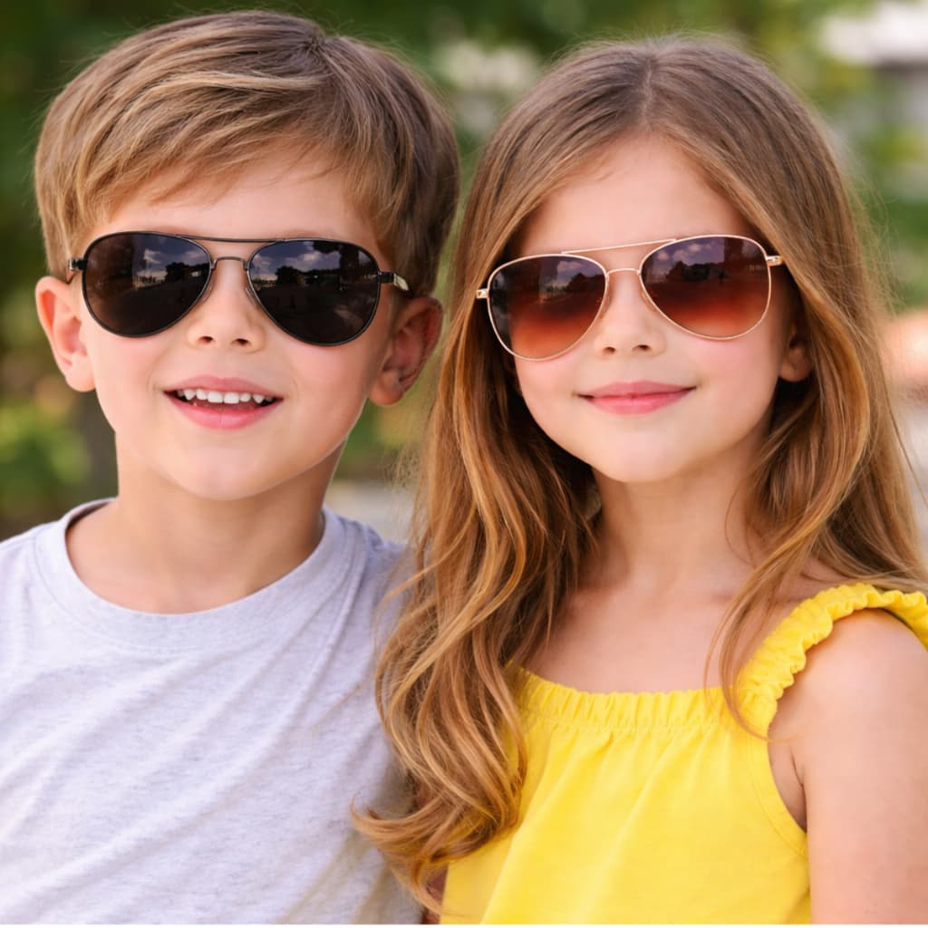 Óculos de Sol Infantil Aviador Proteção Solar UV400 Unissex Leve Resistente Confortável
