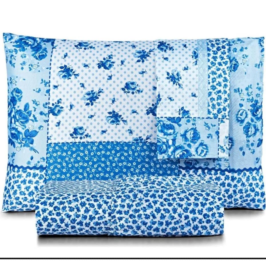 Kit Lençol Jogo de Cama Queen 4peças 200 Fios Estampas Florais c/ Elástico.Á PRONTA ENTREGA!