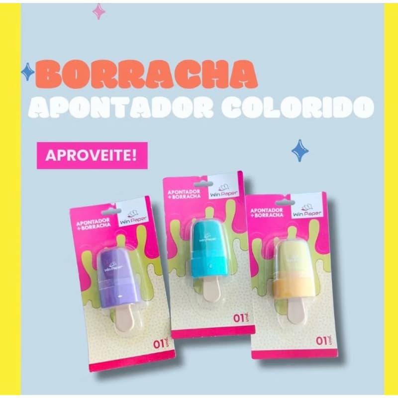 Apontador E Borracha 2 Em 1 Colorido Moderno De sorvete