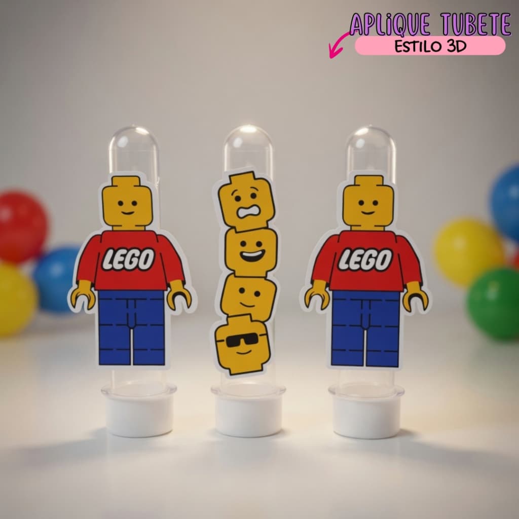 Aplique para Tubete lego de 13cm menino / Personalizads / Aniversário / Lembrancinhas
