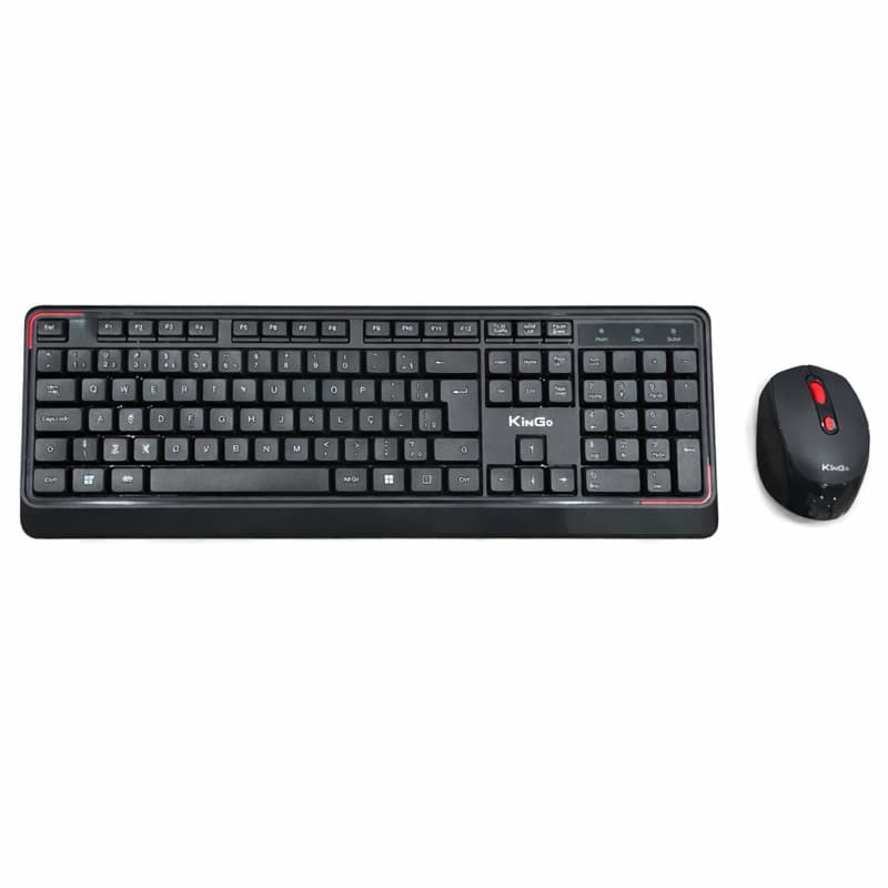 Teclado e Mouse Sem Fio ABNT2 Teclas Silenciosas KinGo