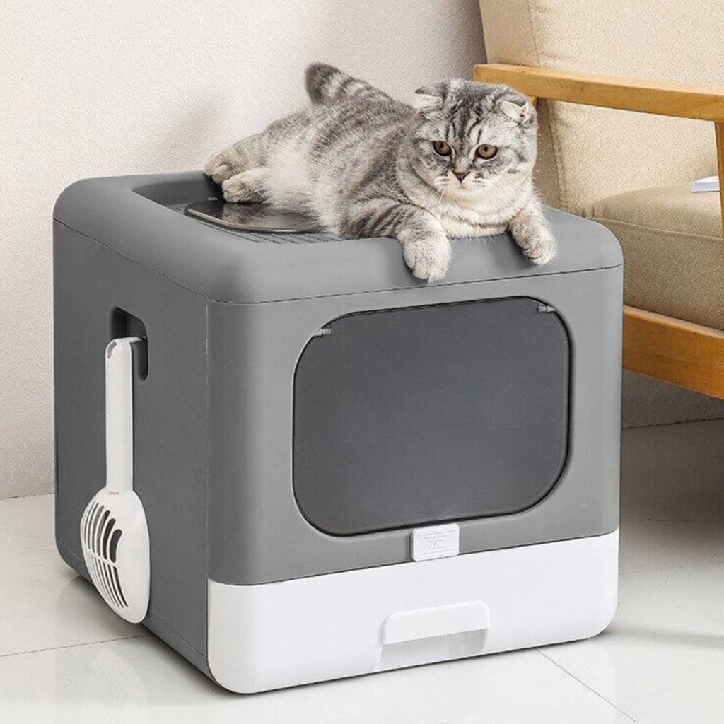 Kit Caixa de Areia para Gatos Fechada  + Coletor C/ Pá  Anti Odor 6L