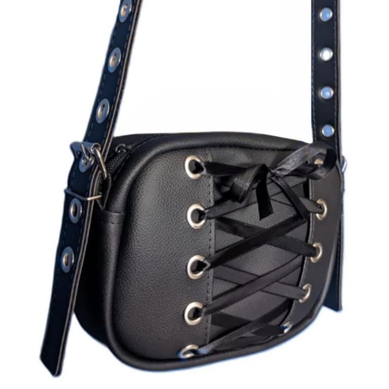 Bolsa Novo Estilo De Moda Alternativa Transversal de Ombro Dark Rock Gótico Fita Cetim