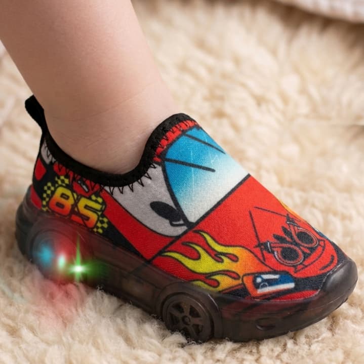 Tenis Luz Led Luizinha Masculino Infantil Menino Calce Facil Carros Confortavel