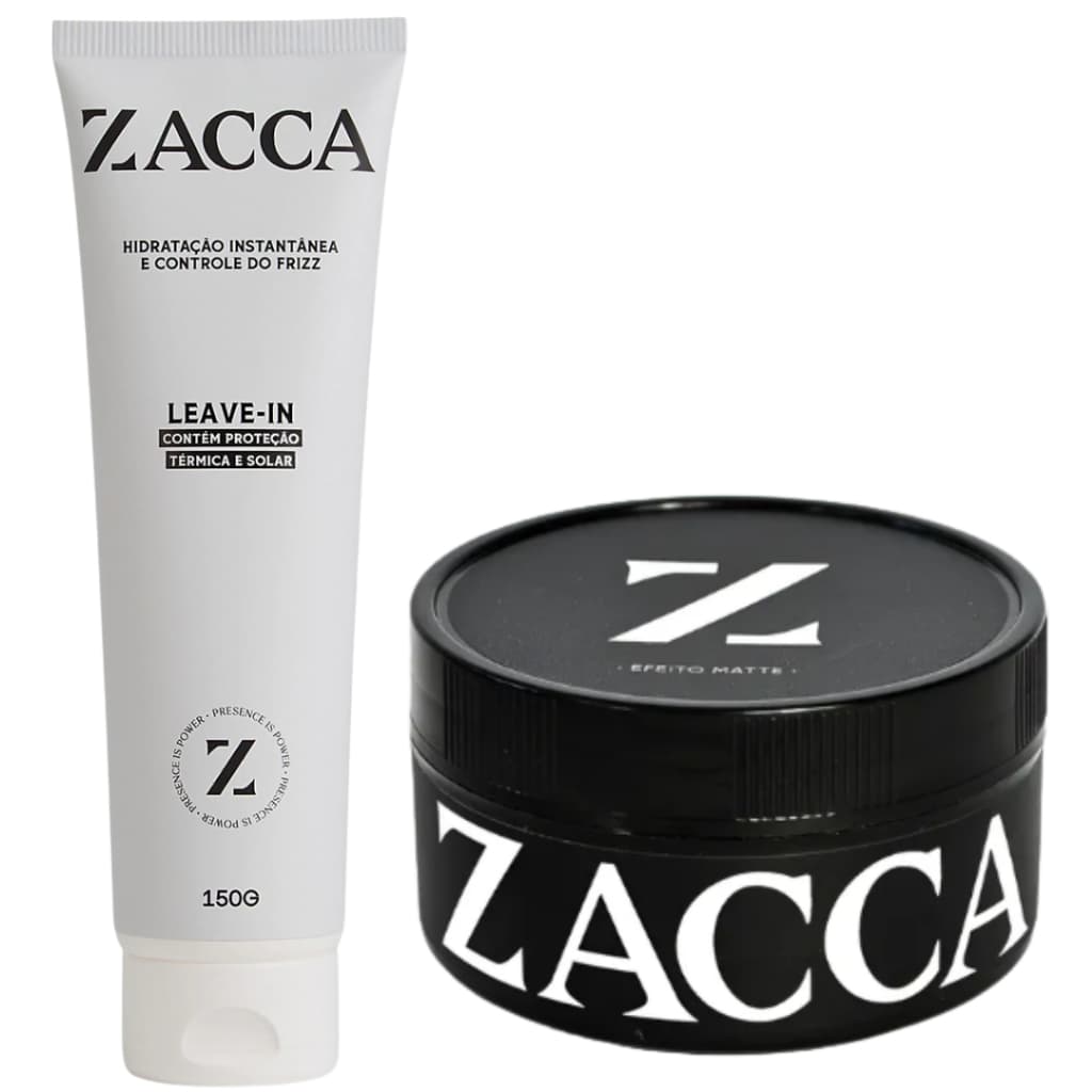 Kit Leave In e Cera Modeladora Efeito Seco Matte Zacca