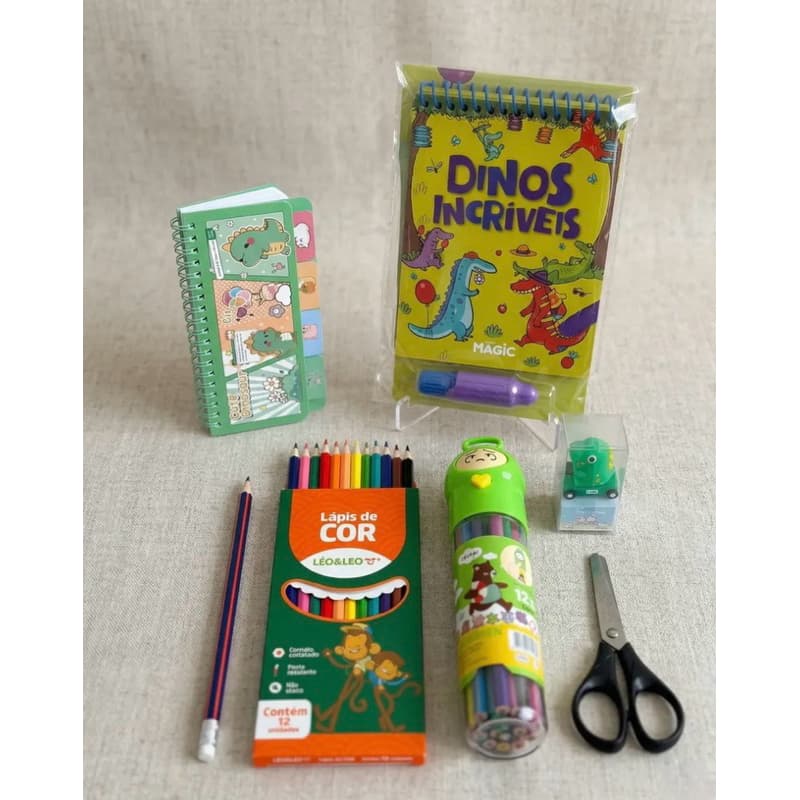 Kit Criativo Escolar Infantil - Dinossauro Com 7 Itens