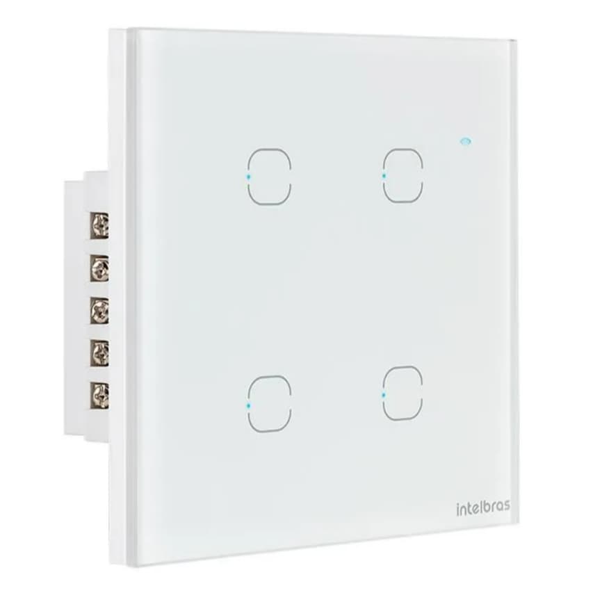 Interruptor Inteligente 4 Teclas Touch Smart Wi-Fi Intelbras EWS 1004 Branco