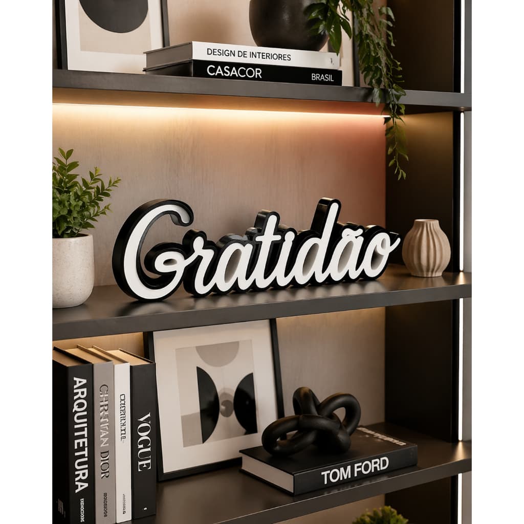 Enfeite Gratidão Decoração para Sala Mesa / Letreiro Moderno Decorativo / GRATIDÃO
