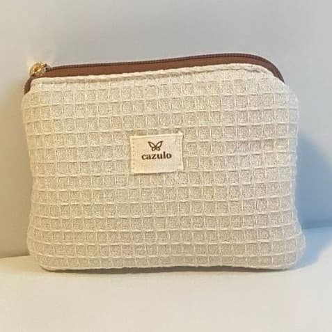 Necessaire SLIM (Favo + Poá fundo Marrom) Organizadora Viagem Porta Maquiagem