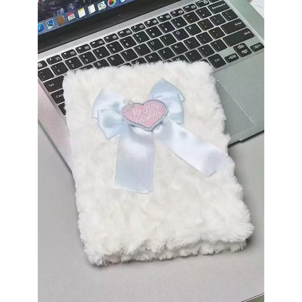 Caderno Anotação Diário Bloco Pelúcia Kawaii Com Laço 21*15CM 80Folhas Perfeito para Escolar Presente-7044
