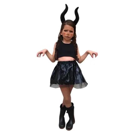 Fantasia Infantil Halloween Diabinha | Saia Preta + Tiara de Chifres🖤