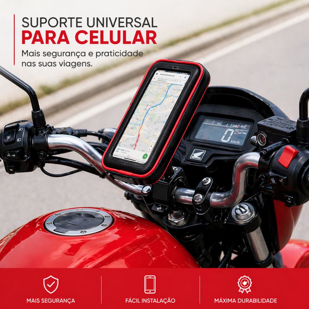 Suporte Celular Para Moto Com Carregador USB E Case 360