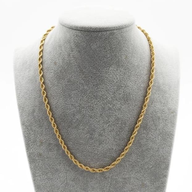 Correntinha de Aço Inox Dourada 45 Cm Feminina e Masculina Unisex