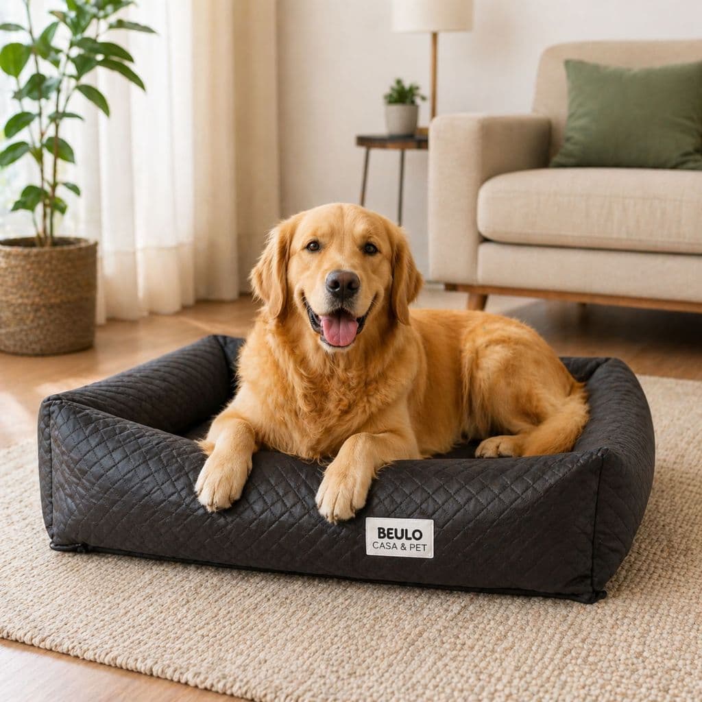 Caminha Pet Courino Impermeável Extra Grande EG (100x70x18cm) Cama Cachorro E Gato Limpeza Fácil