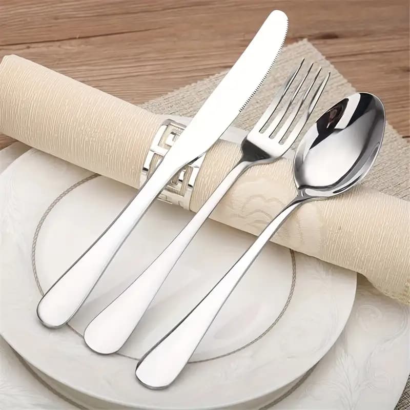 Kit C/ 6 Faca de Mesa, Kit C/ 6Garfo de Mesa, Kit C/ 6 Colher de Mesa Aço Inox