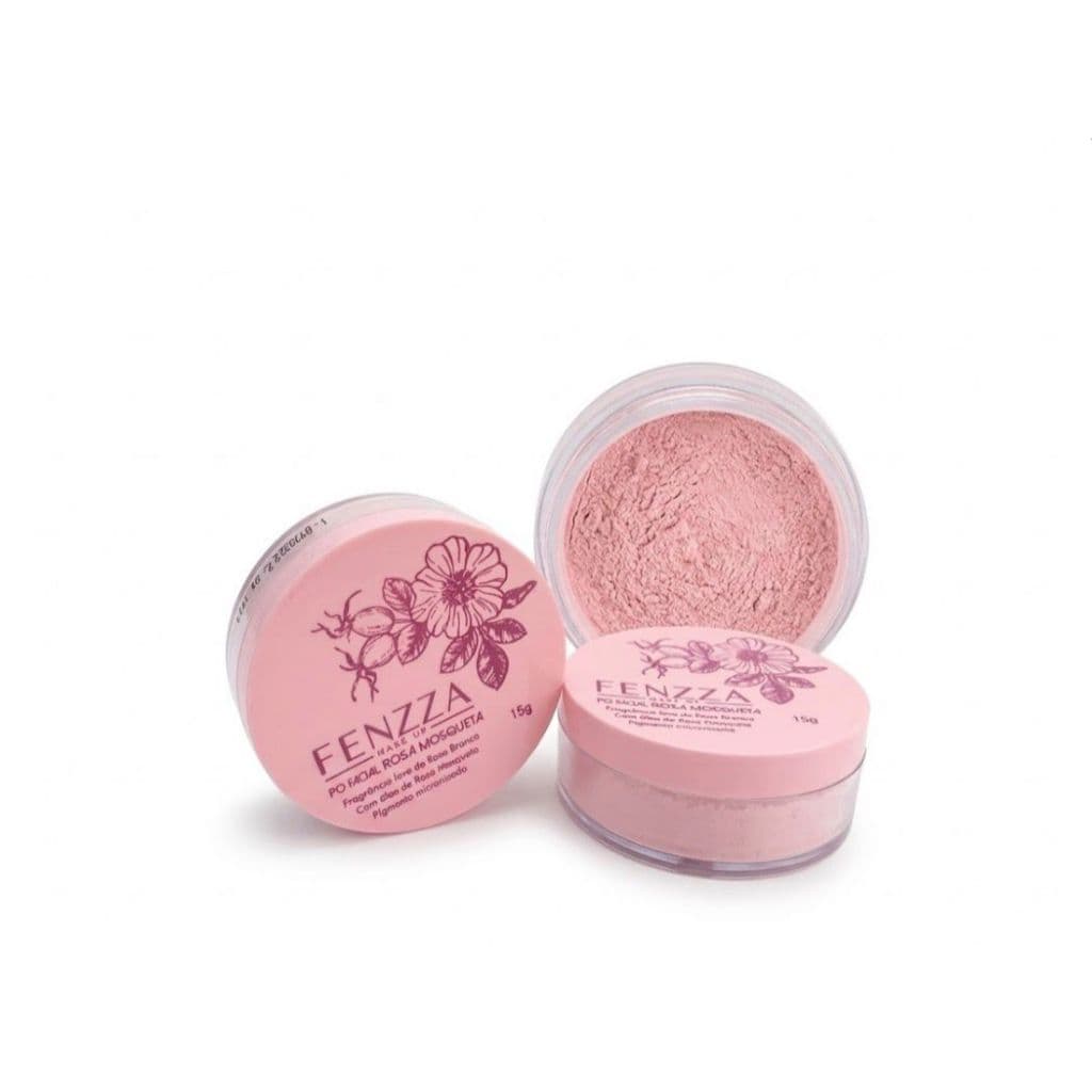Pó Facial Rosa Mosqueta  Pele Perfeita  Toque Aveludado Pó Fenzza Efeito Matte  Fixação