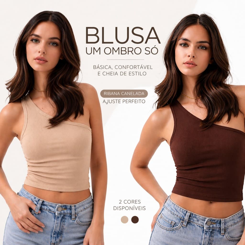 Blusa Um Ombro Só Feminina Ribana Canelada Básica Elegante Moda Verão