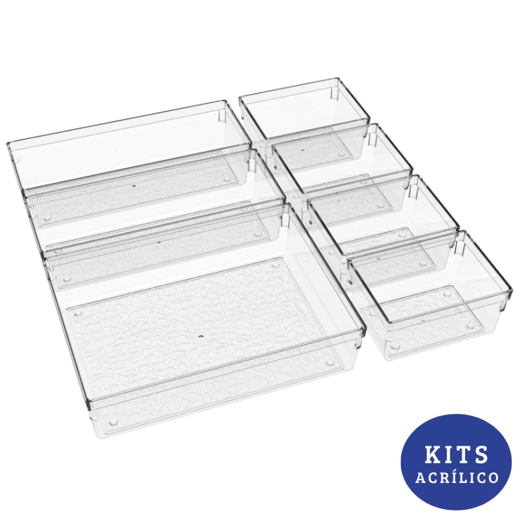 Kits de 7 à 25 Organizador Acrílico Cristal Modular Geladeira Gavetas Maquiagem