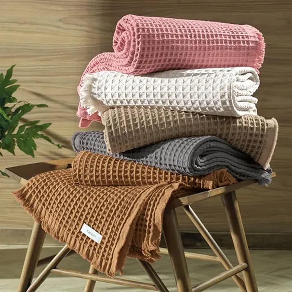 Manta Decorativa Sofá Cama Peseira C/ Franja Gigante Luxo Macia 100% Algodão 2,0x1,5m Denver Karsten