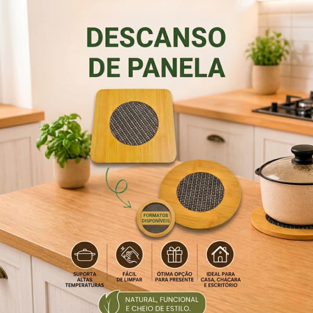 Jogo De Descanso de panela  apoio de panela protetor de mesa Descanso de panela de madeira Protetor de mesa Utensílios