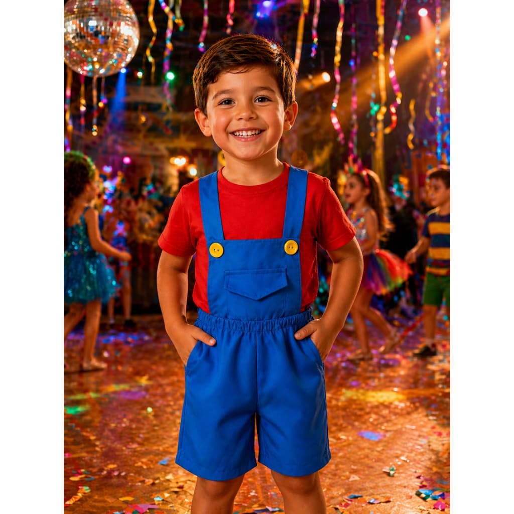 Fantasia Super Mario Bros - Suspensório + Short