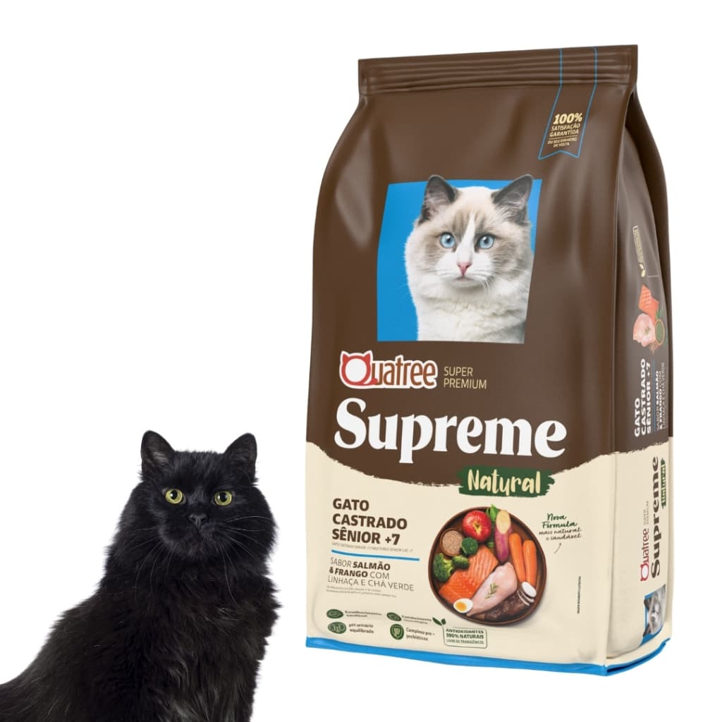 Ração Para Gatos Adultos Castrados Senior Quatree Supreme Sabor Salmão E Frango 1Kg