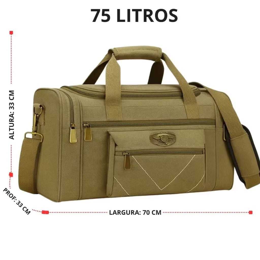 BOLSA SACOLA DE VIAGEM DE LONA 75 LITROS KV7011-27 E KV7012-27 REFORÇADA