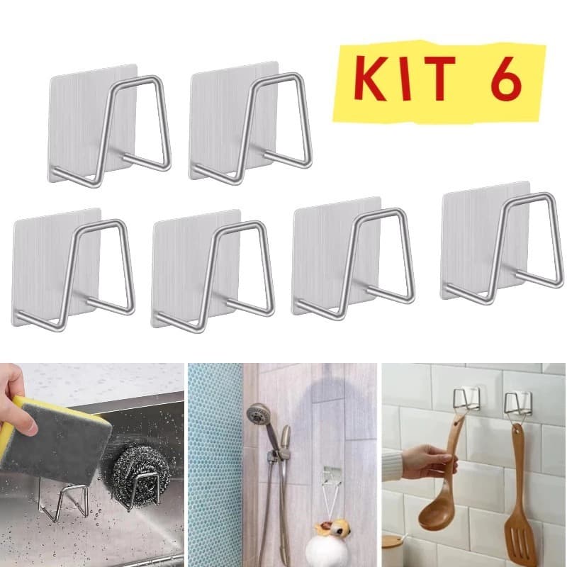 Kit Com 2/4/6 Aço inoxidável Suporte Porta Esponja para bucha de pia Prateleira de cozinha