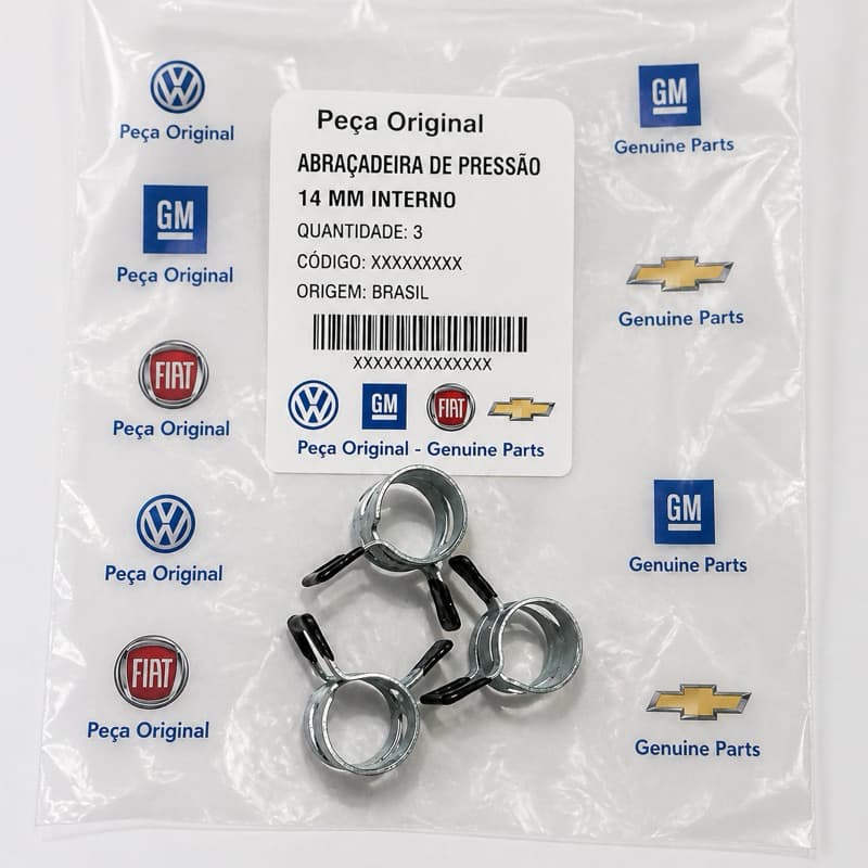 Kit 10 Abraçadeira de Pressão 14mm Interno Tipo Mola Aço Carbono Alta Resistência  96132-41300