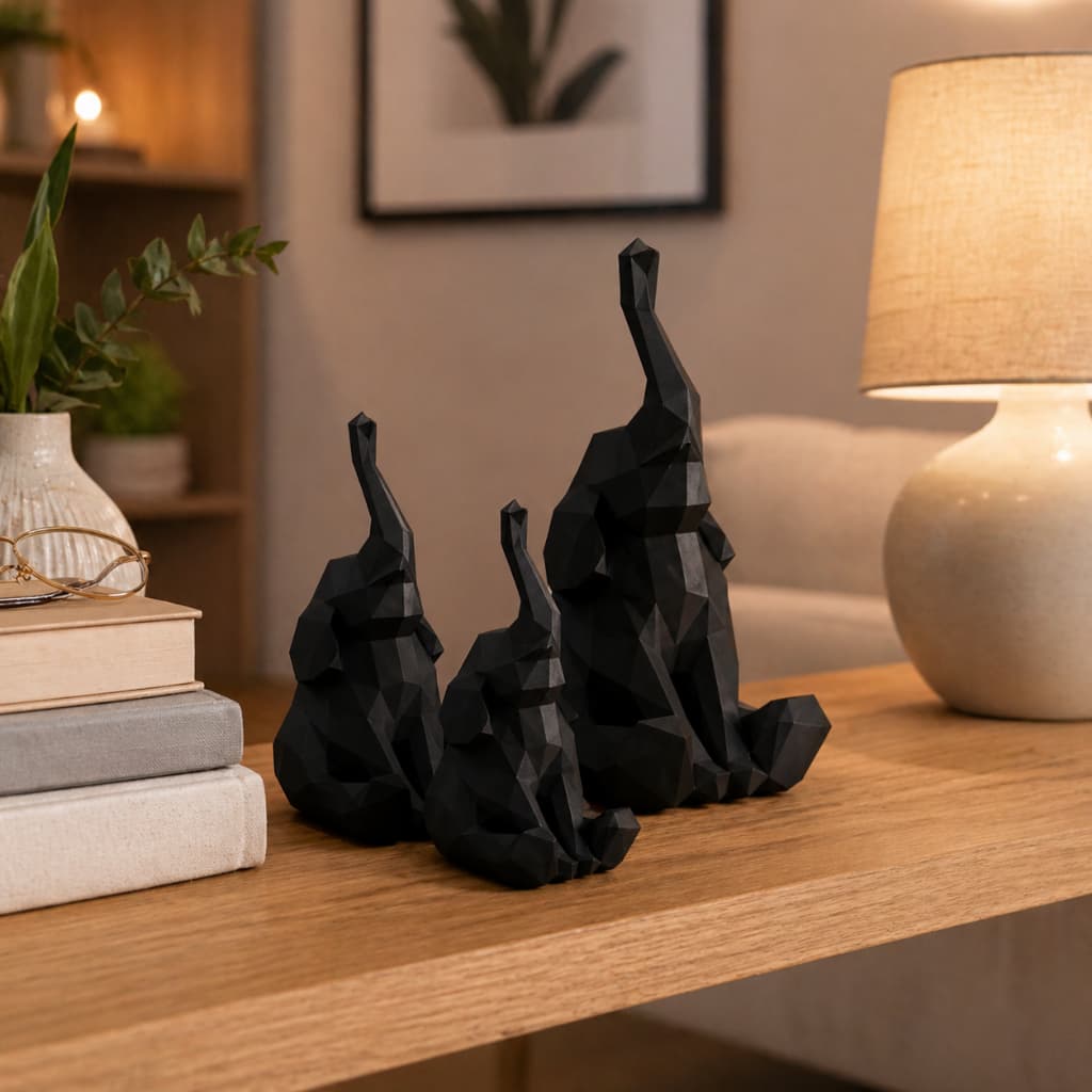 Elefantes Decorativos Kit 3 Peças Decoração Casa Sala 3D