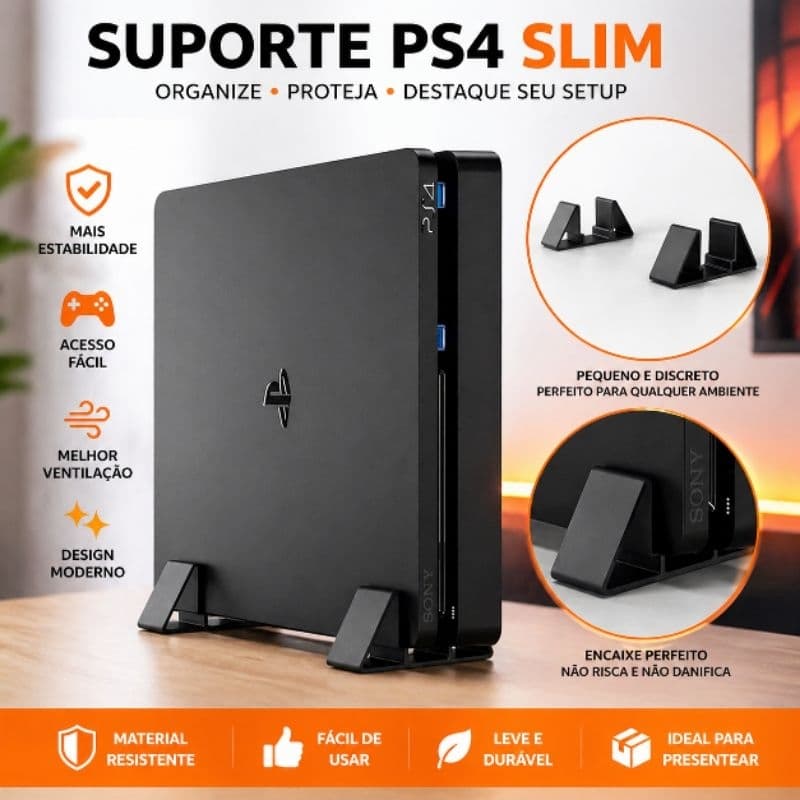 Base Suporte Vertical PS4 Slim com Instalação Fácil